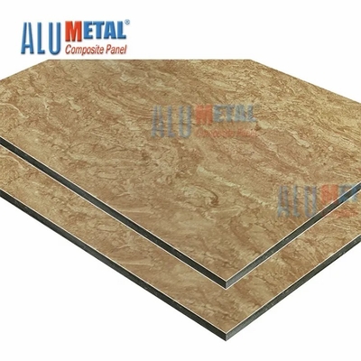 Brown Marble Pattern Covered Aluminum Composite Panel 3D Exterior Wall