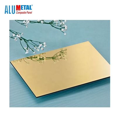 1220 X 2440mm Golden B1 Aluminium Composite Mirror Sheet 0.5 Mm Thick HDPE Core