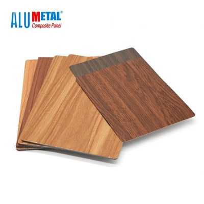 3mm Wooden Aluminum Composite Panel  PE 0.3mm ACP Sheet Fireproof 3D Gloss