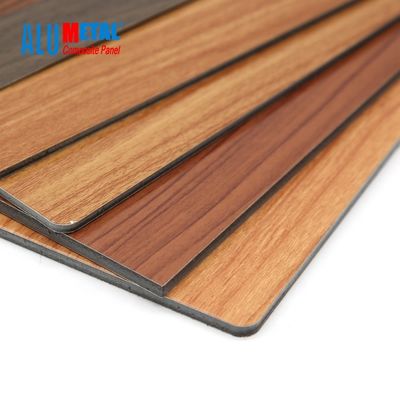 3mm Wooden Aluminum Composite Panel  PE 0.3mm ACP Sheet Fireproof 3D Gloss