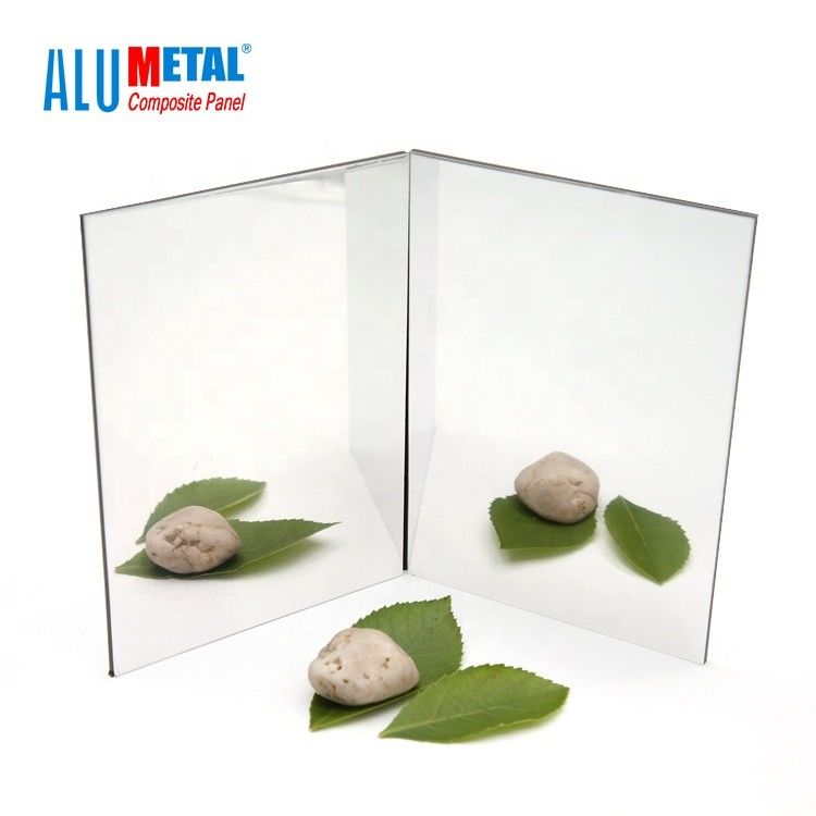Silver A2 FR Mirror Aluminum Composite Panel 1220mm Wall Cladding ACP 0.5MM