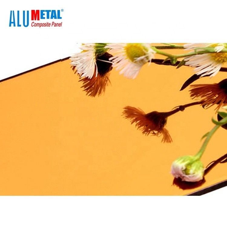 1220 X 2440mm Golden B1 Aluminium Composite Mirror Sheet 0.5 Mm Thick HDPE Core